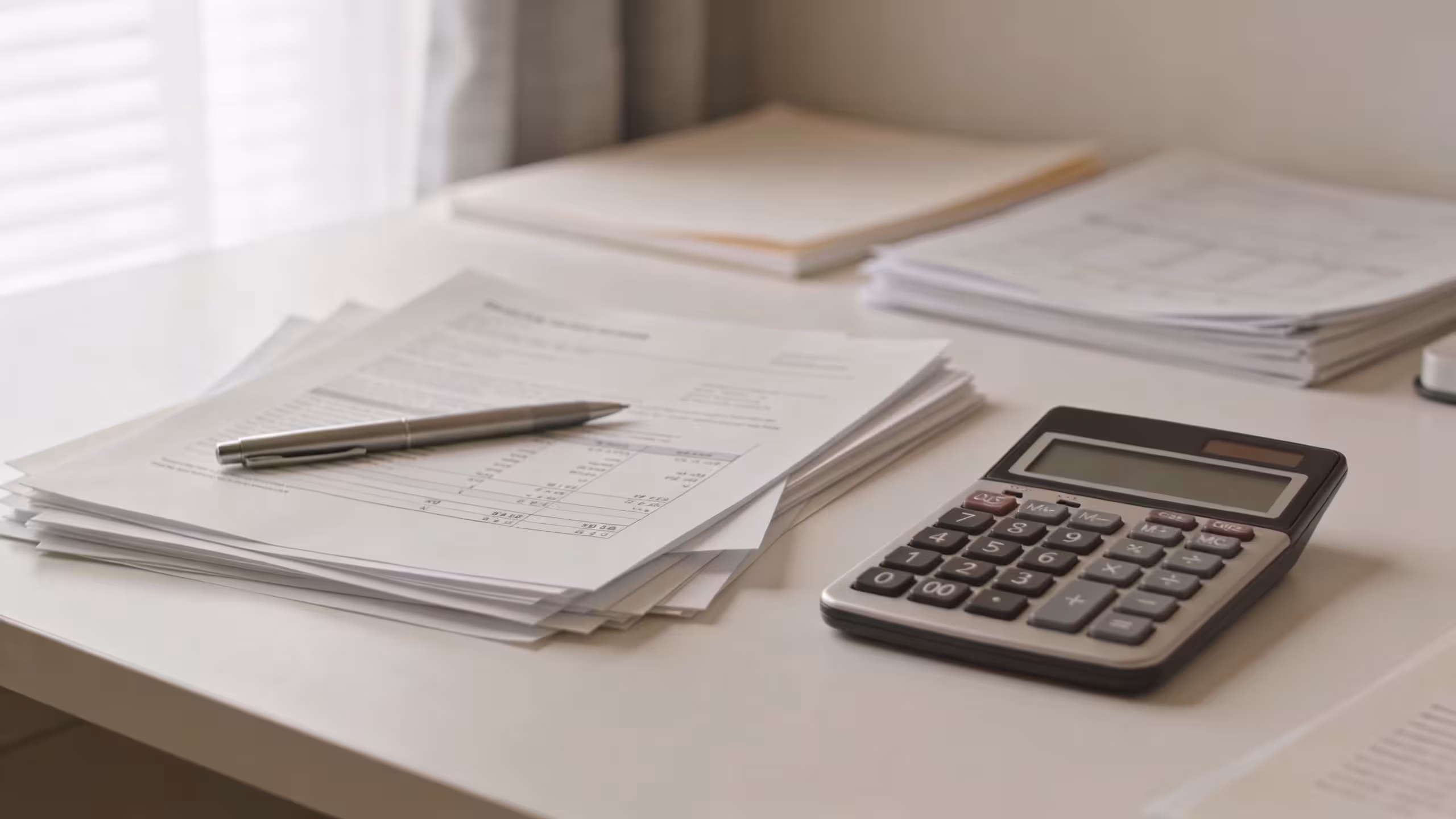 Financial documents and calculator on a clean desk representing how to get a personal loan with bad credit