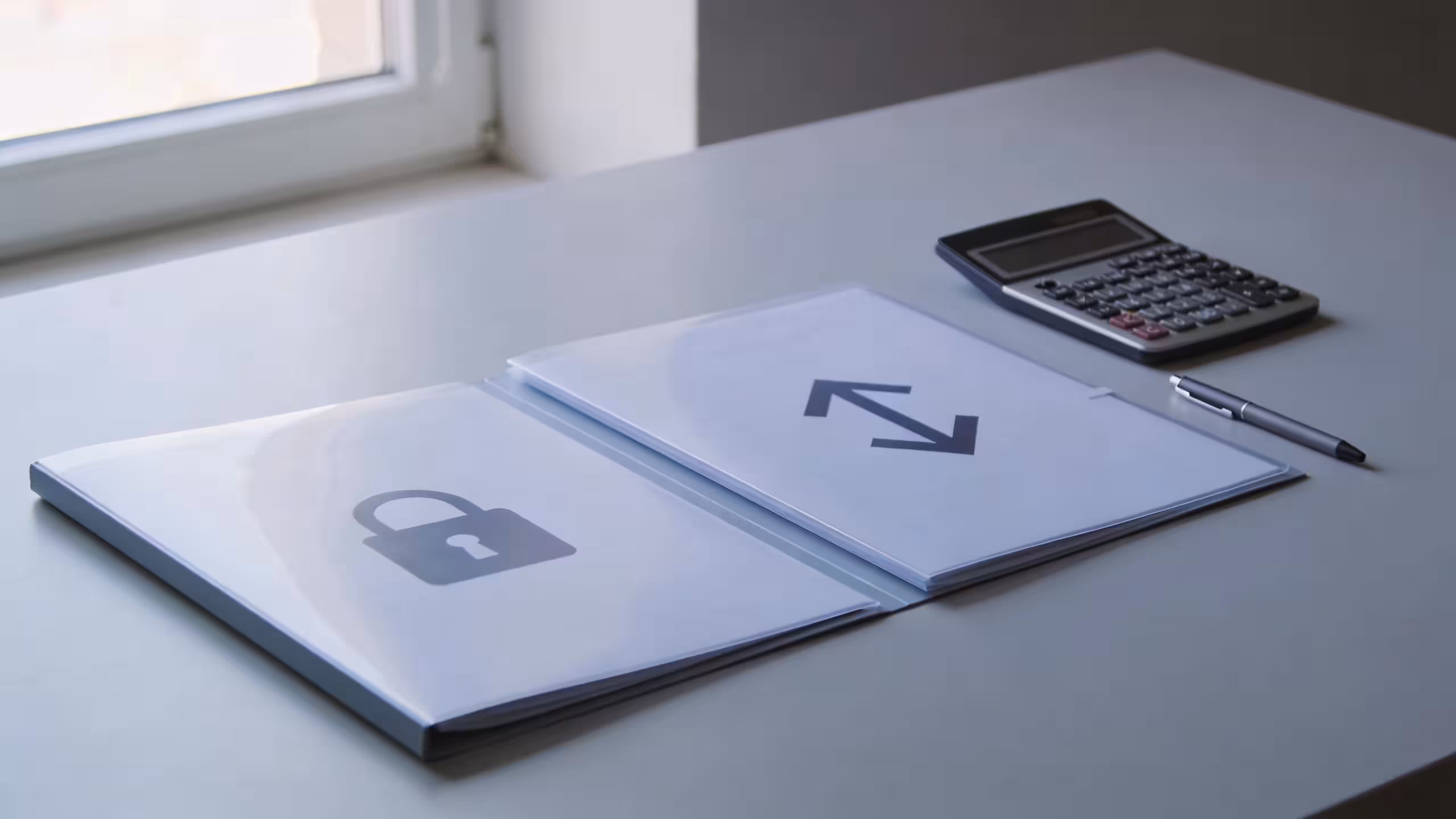 Split-screen flat-lay showing two loan documents labeled fixed rate and variable rate personal loan rates on a clean desk