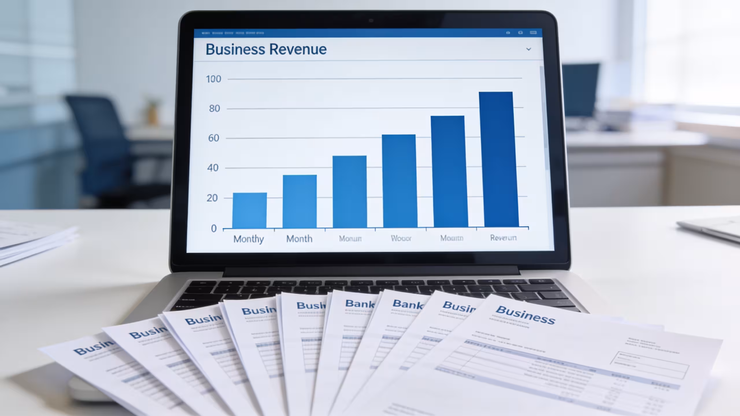 Small business loan application folder and pen on a clean office desk, representing financing options without a business plan, no people