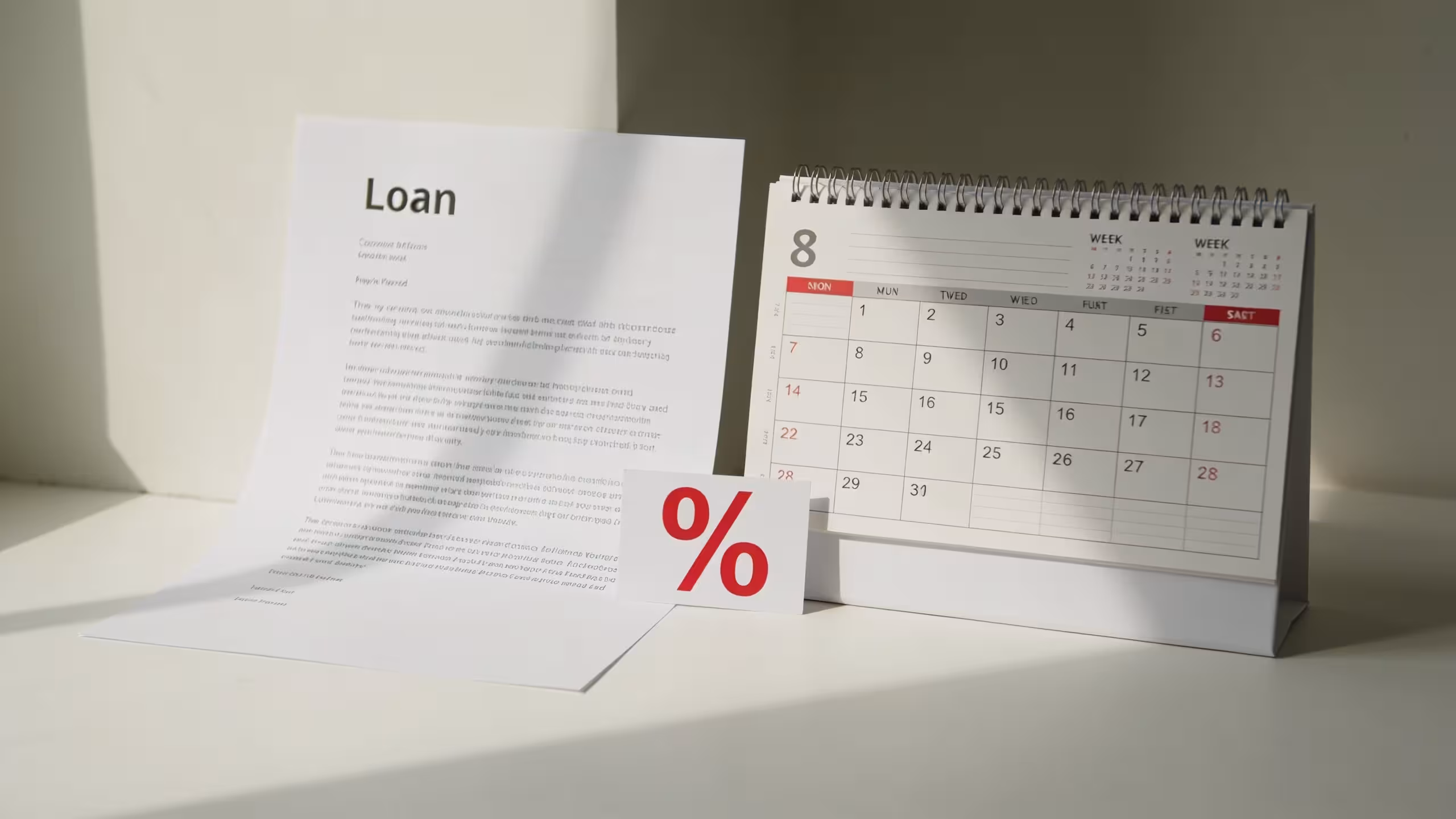 Visual breakdown of why payday loans are expensive: fee slip and calendar showing two-week repayment term, editorial style