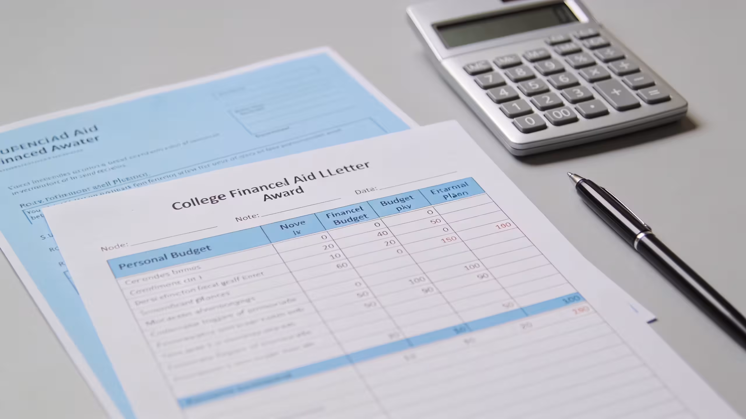 Federal and private student loan documents side by side on a light wood desk, editorial style.