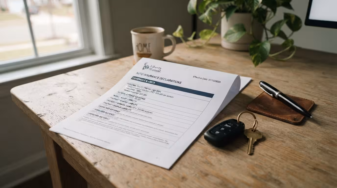 Personal injury protection insurance document with auto policy paperwork on a desk, PIP coverage overview