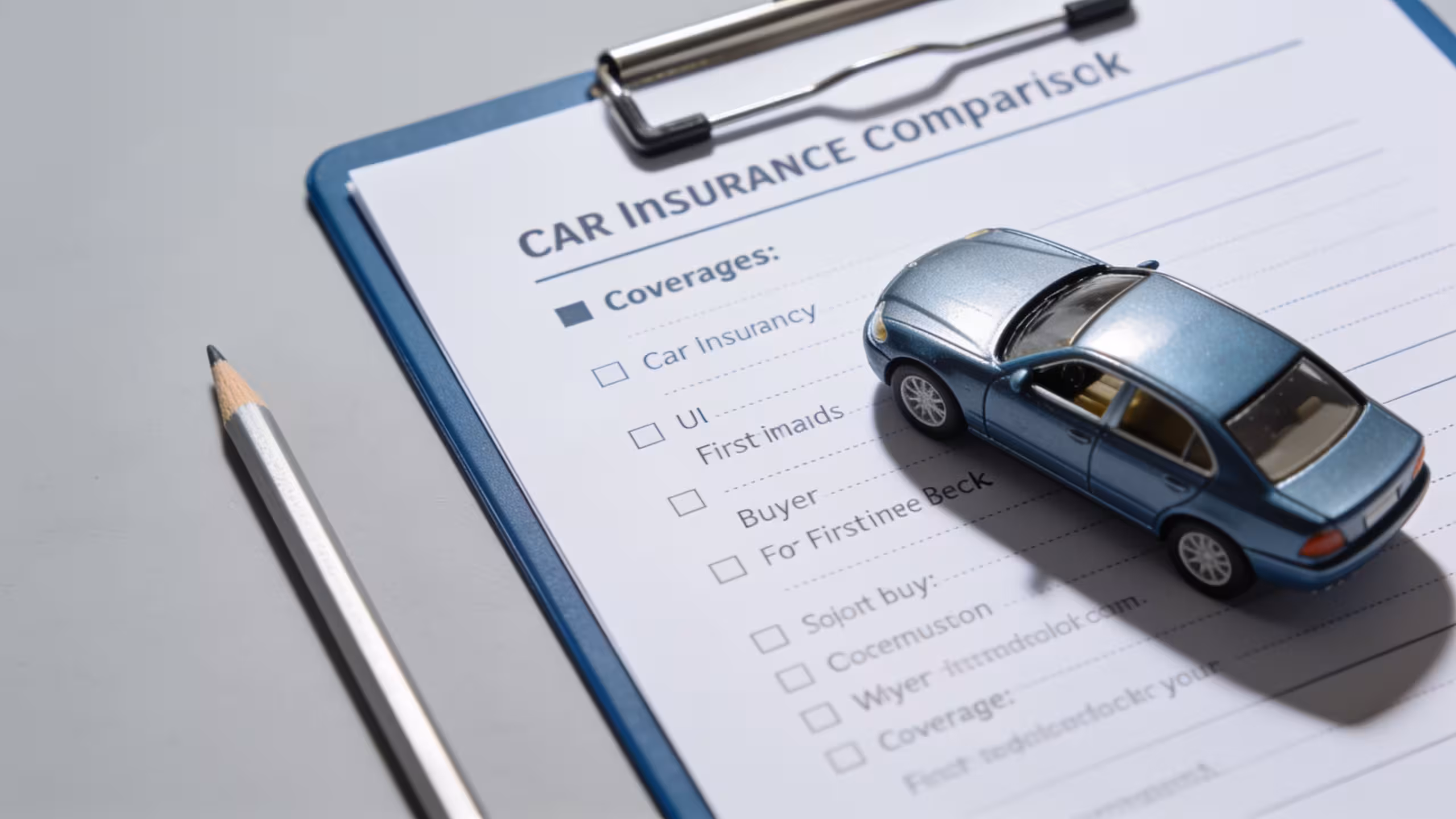 Auto insurance policy documents and car keys on a clean desk, best auto insurance for first time drivers guide