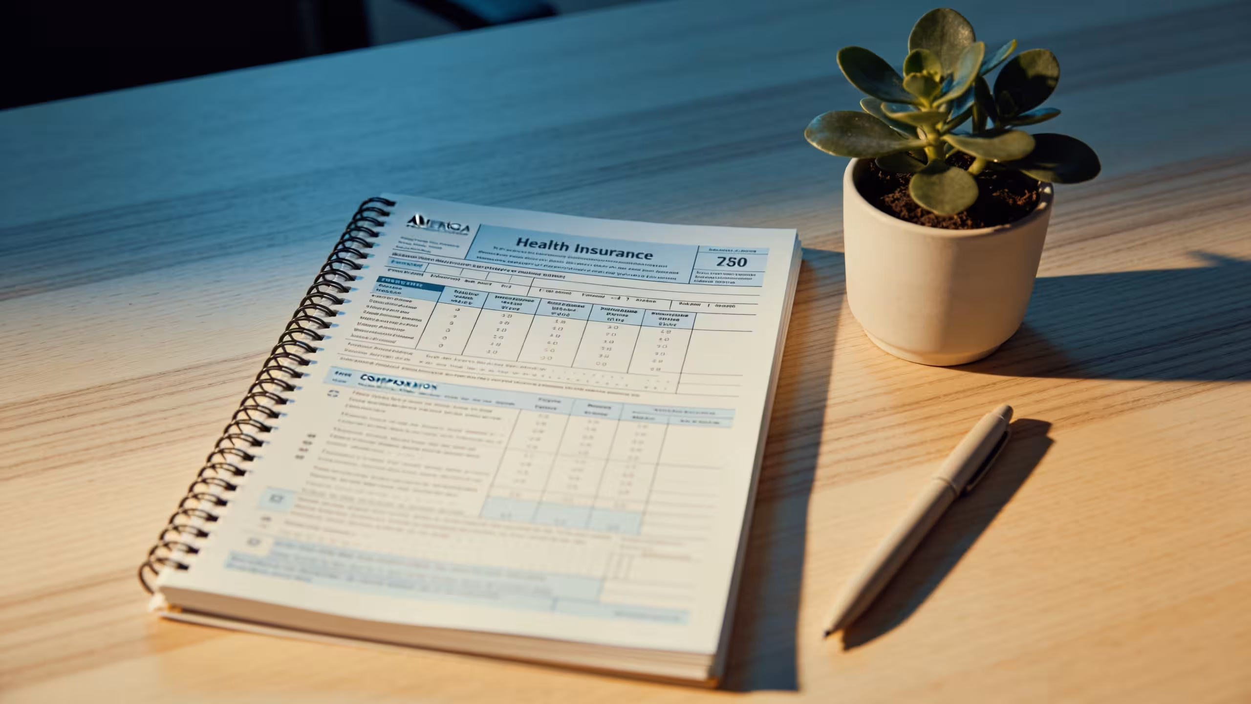 HMO vs EPO health insurance comparison documents side by side on a clean office desk