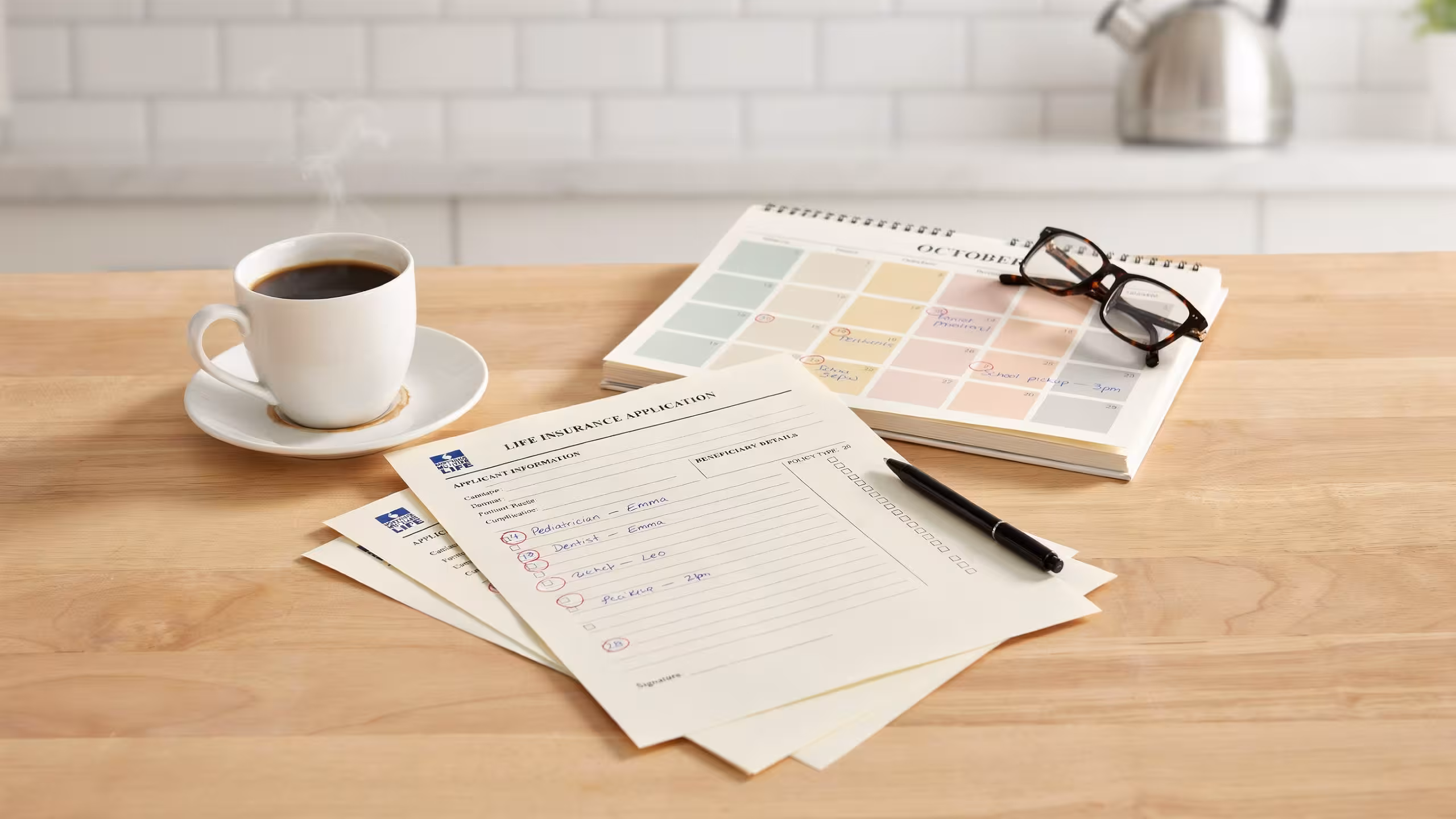 Life insurance documents and a family protection checklist for a stay-at-home parent planning household coverage