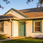 Suburban home exterior with new roof and clean gutters, personal loan for home repairs