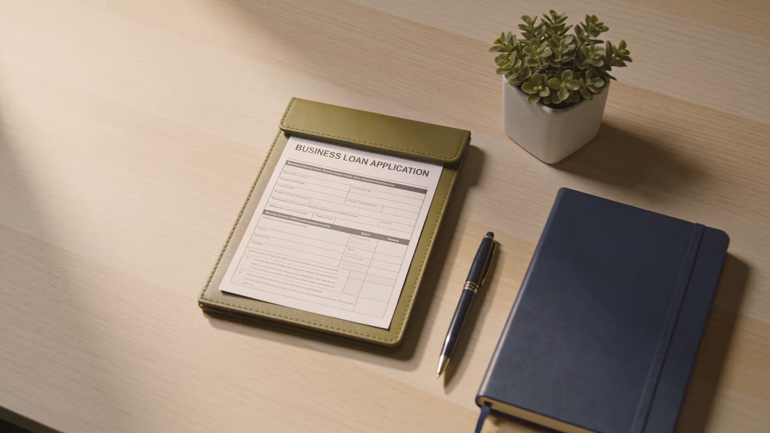 Best small business loans for startups: business documents and planning materials on a clean office desk