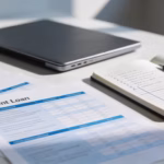 Student loan comparison documents and laptop on a desk, illustrating the search for cheapest student loan lenders