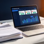 Fast approval small business loans: business documents and financial dashboard on office desk